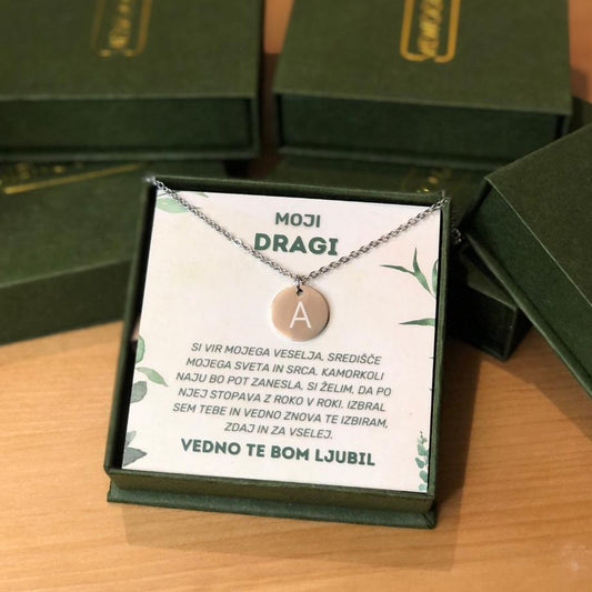 NOVO! Unikatna verižica s čudovitim napisom - MOJI DRAGI