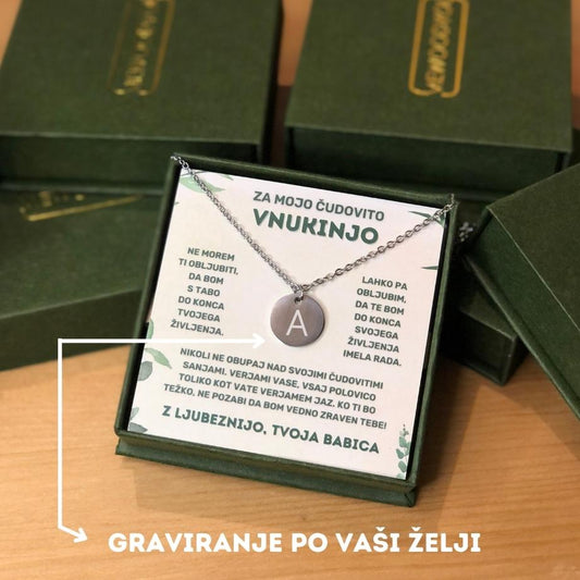 NOVO! Unikatna verižica s čudovitim napisom - Za VNUKINJO